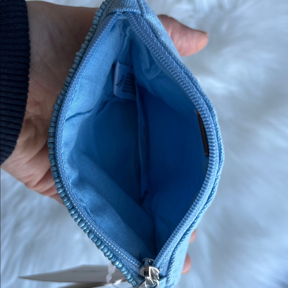🆕 Free People Swan Lake Beaded Wallet Coin Pouch Blue - Picture 6 of 10